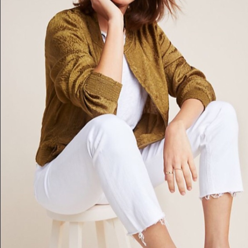 Anthropologie Mauve Army Green Silky Bomber Jacket